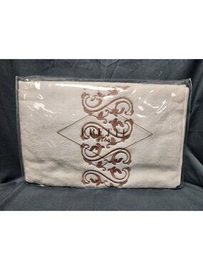 Frette Medallion Embroidery Hand Towel 24 in x 43 in White Pink Cotton NEW!